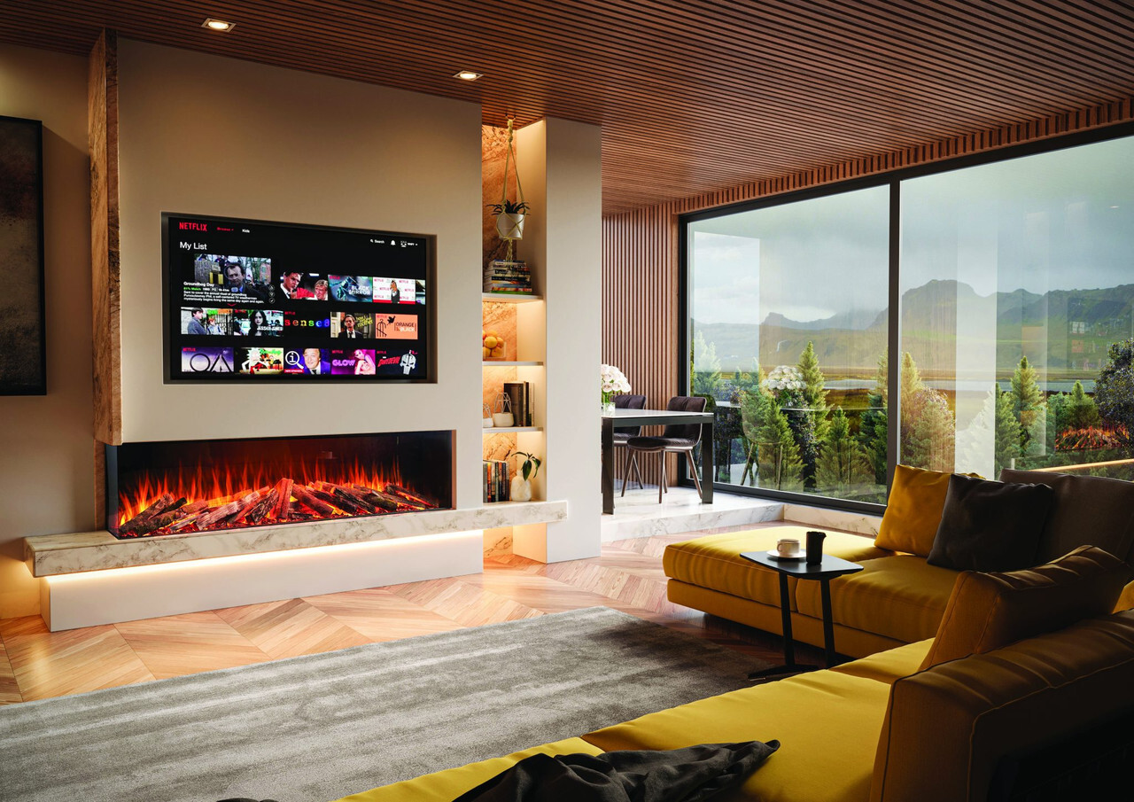 Solution Fires LUX175 high-end media wall electric fire